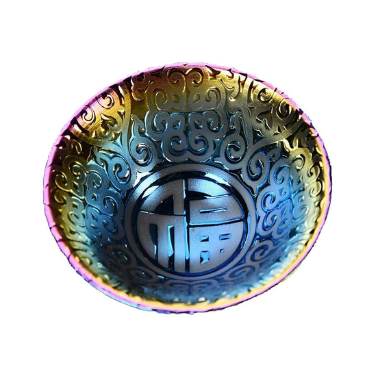 M006. Iridescent lucky Fu character cup