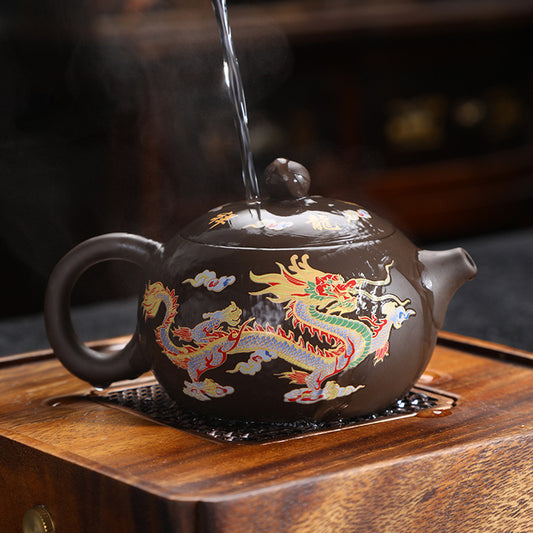 Teapot 1. Color Changing tea pot auspicious dragon and phoenix