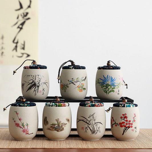 X003. Coarse Porcelain Painting Tea Caddy